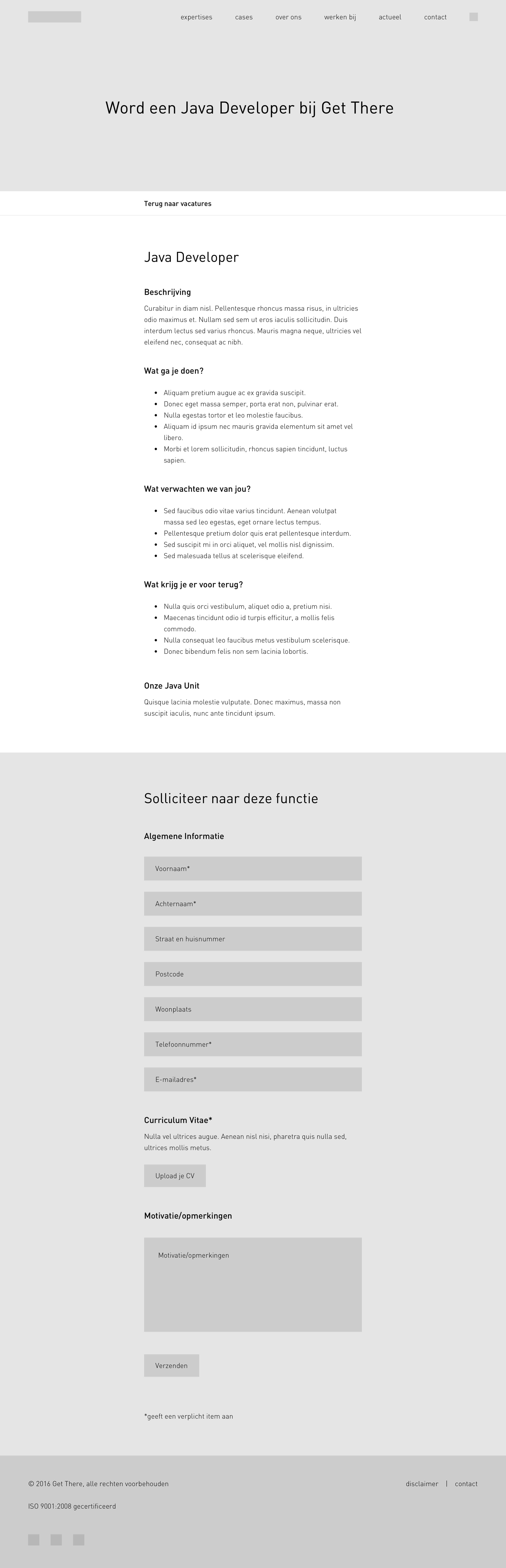 A wireframe for the desktop version of a Job Description page