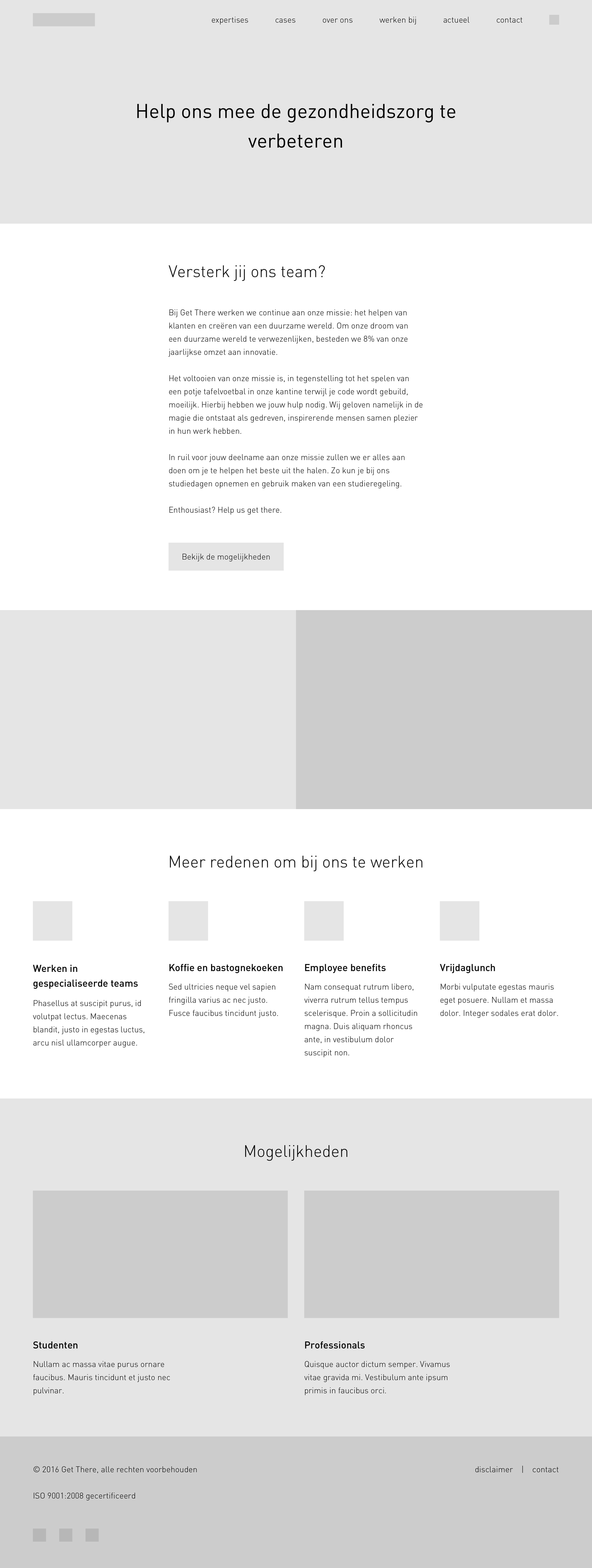 A wireframe for the desktop version of the Careers page